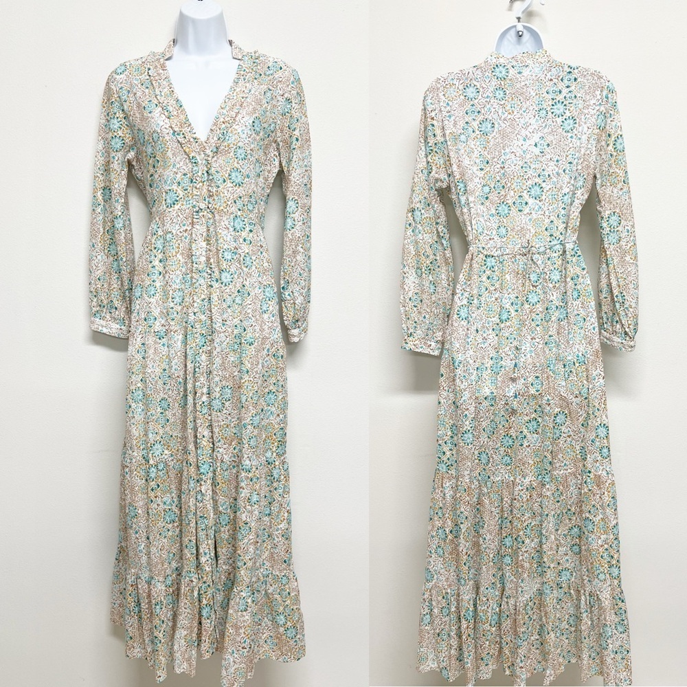Poupette St Barth Womens Blue Floral Mini Jonquille Rita Maxi Eyelet Dress